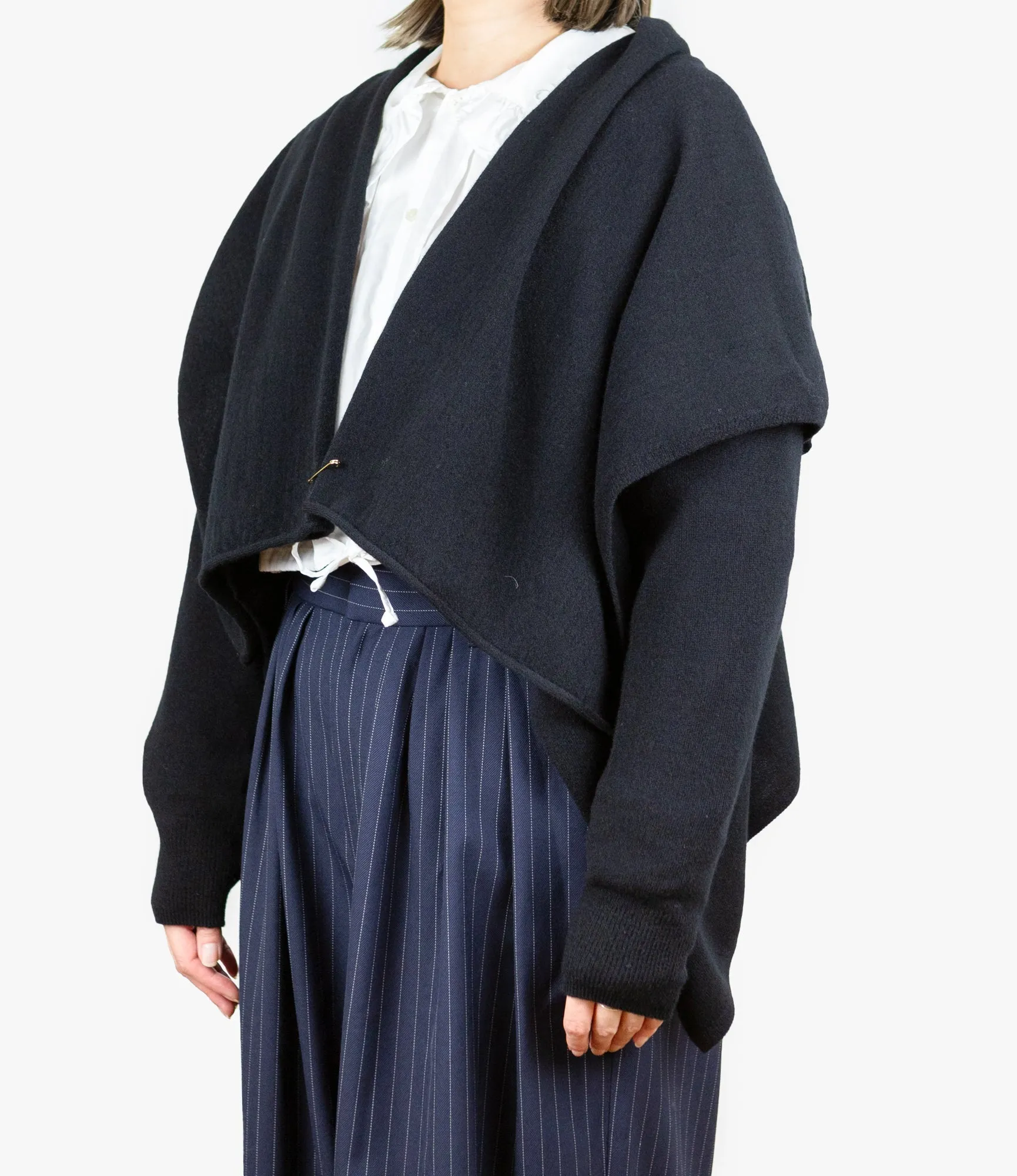 Knot Cardigan – Black Boiled Wool