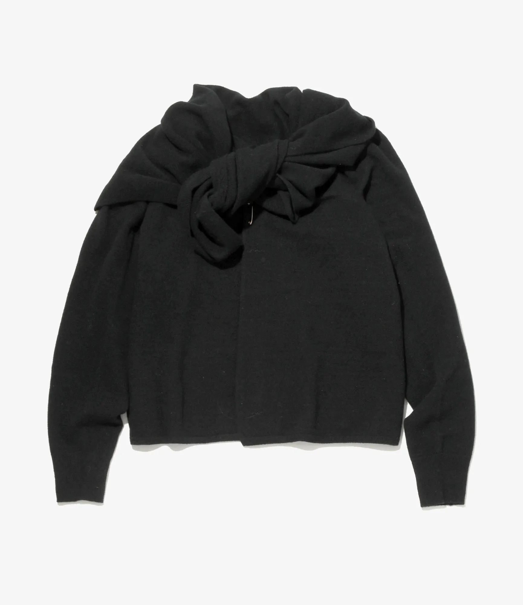 Knot Cardigan – Black Boiled Wool