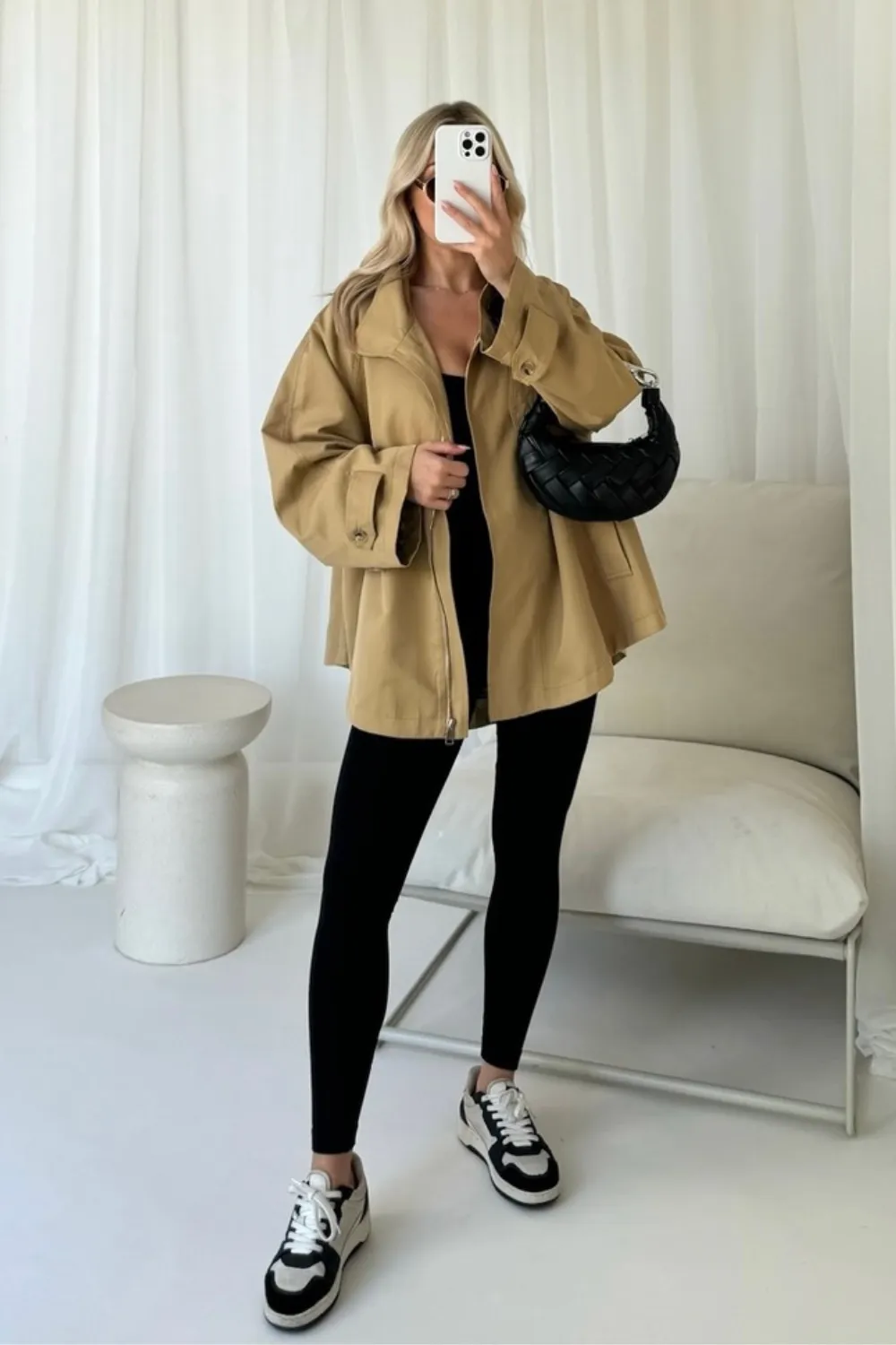 Lauren camel mid length trench coat