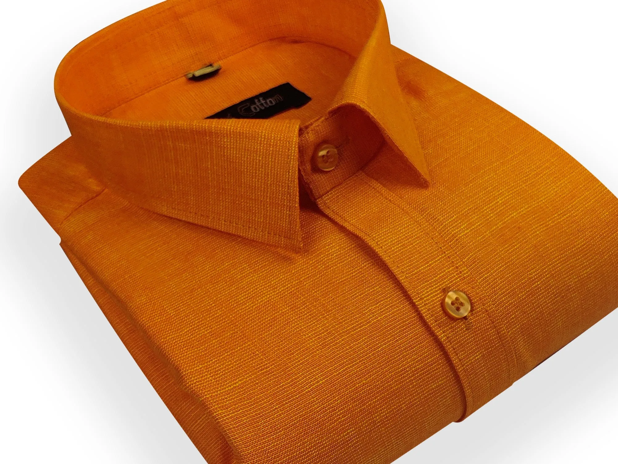 Light Orange Color Dual Tone Matty Cotton Shirt For Men's