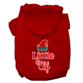 Little Elf Screen Print Dog Hoodie Red M