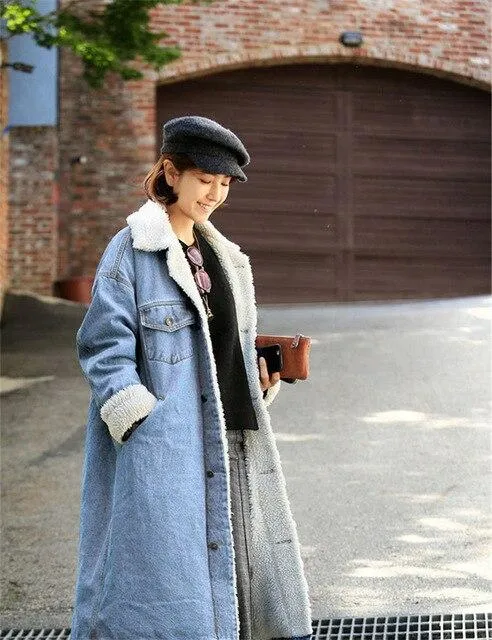 Long Denim Trench Coat