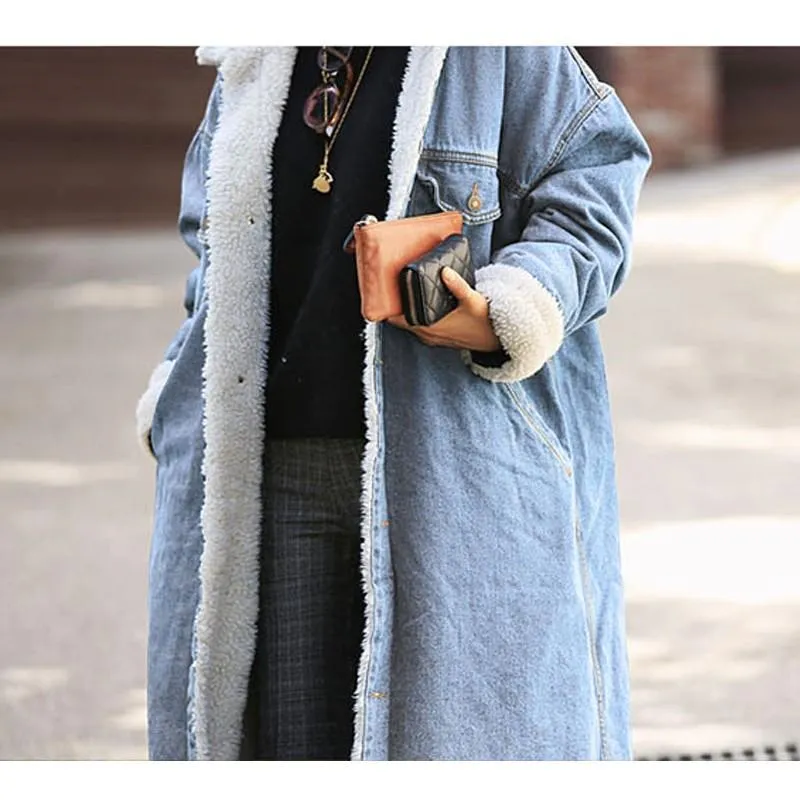 Long Denim Trench Coat