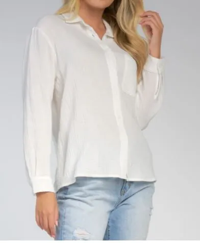 Long Sleeve Button Top with Collar