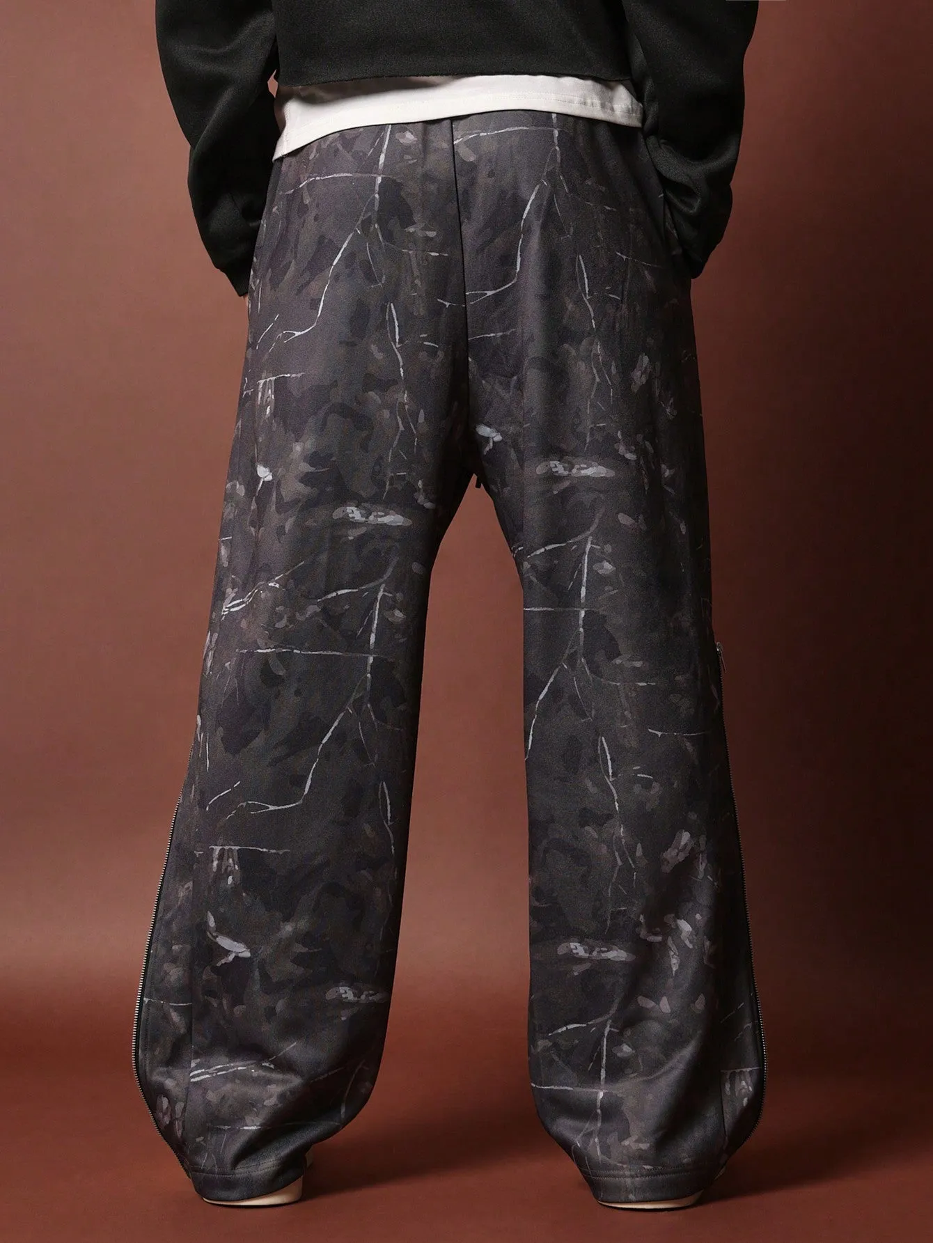 Loose Fit Drop Crotch Printed Sweatpants