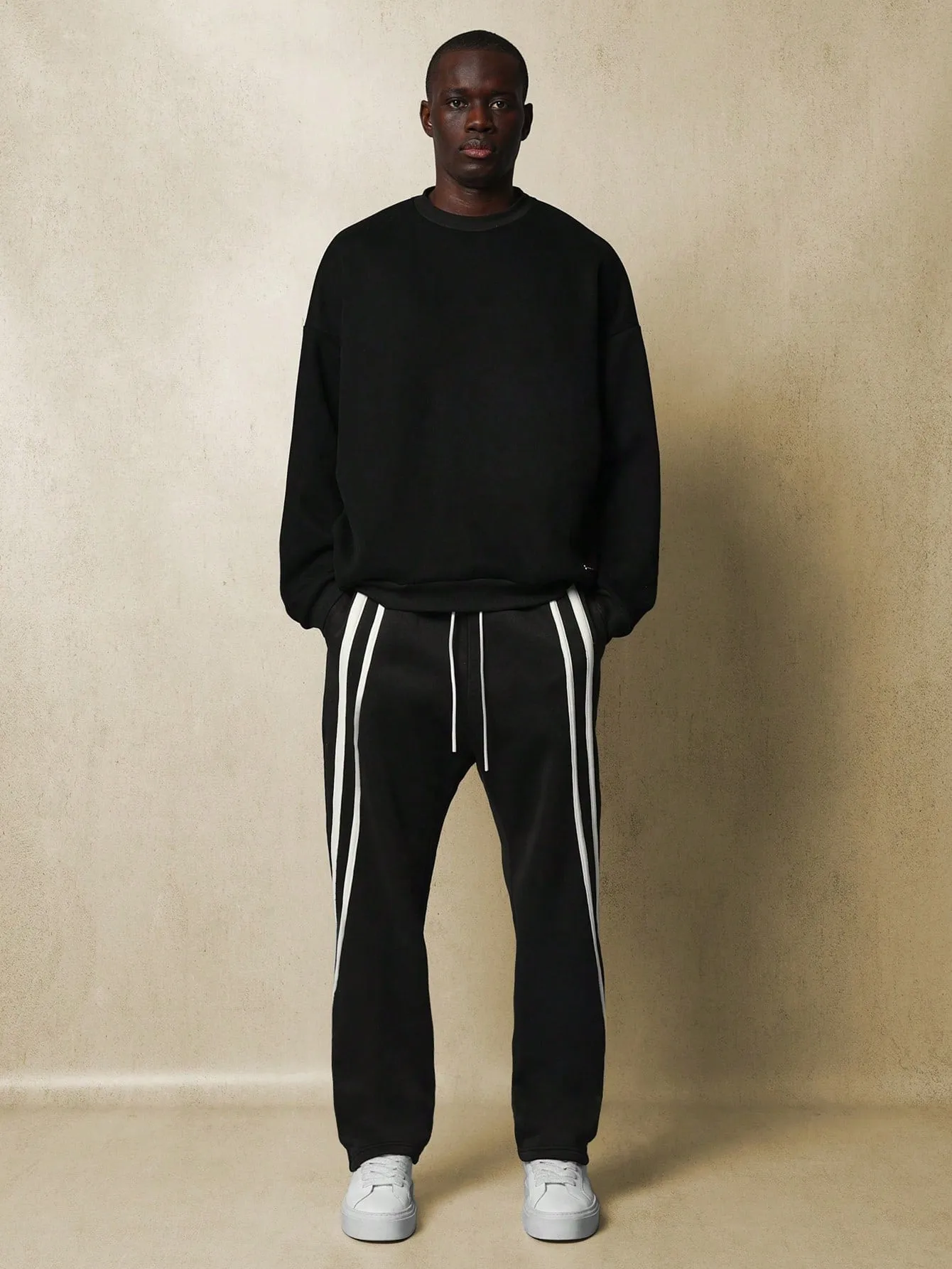 Loose Fit Stripe Sweatpants With Drawcords