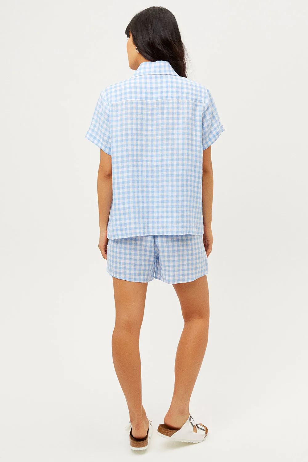 Lou Button Up Top - Bluebell