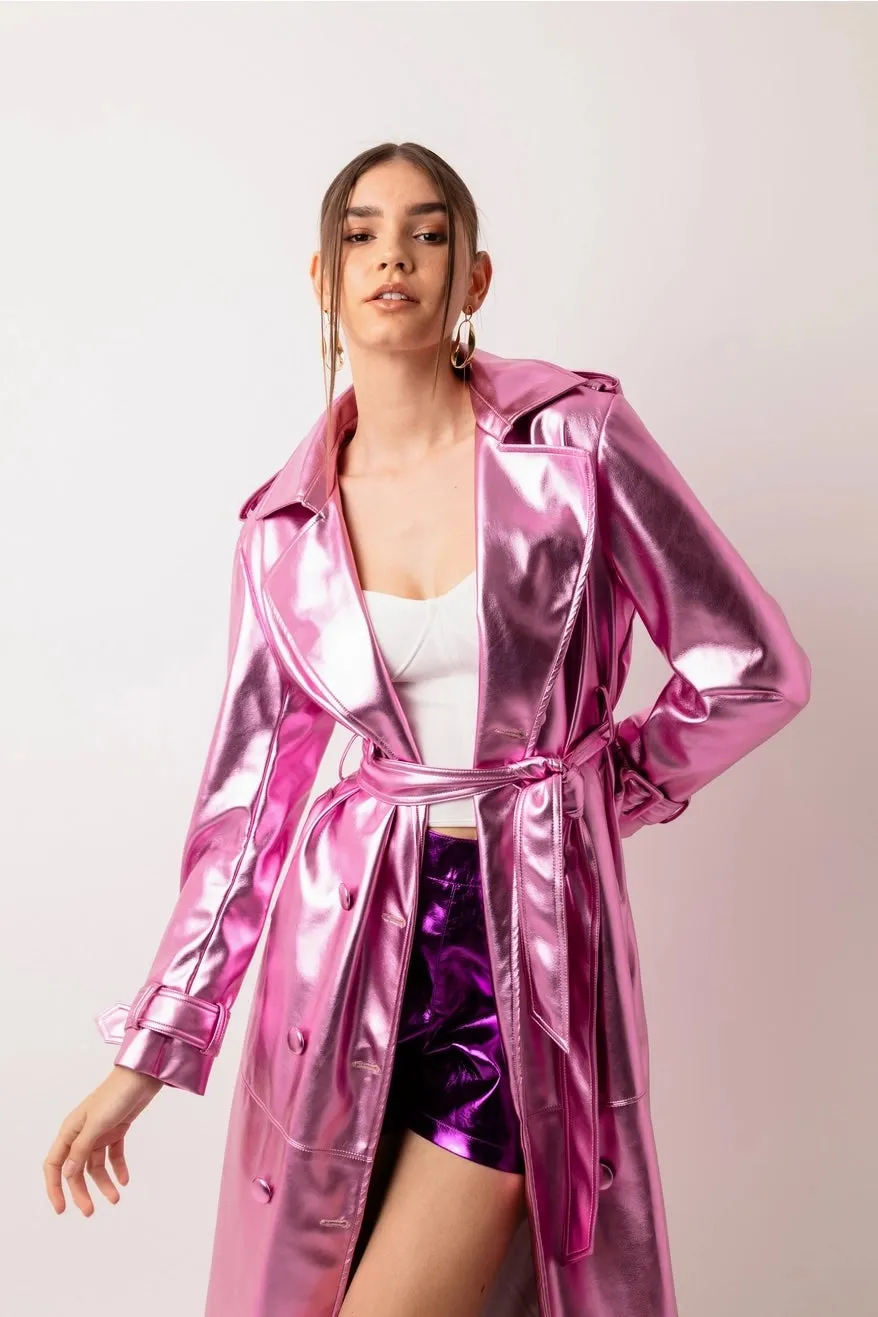 Lupe Metallic Trench Coat