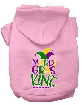 Mardi Gras King Screen Print Mardi Gras Dog Hoodie Light Pink S