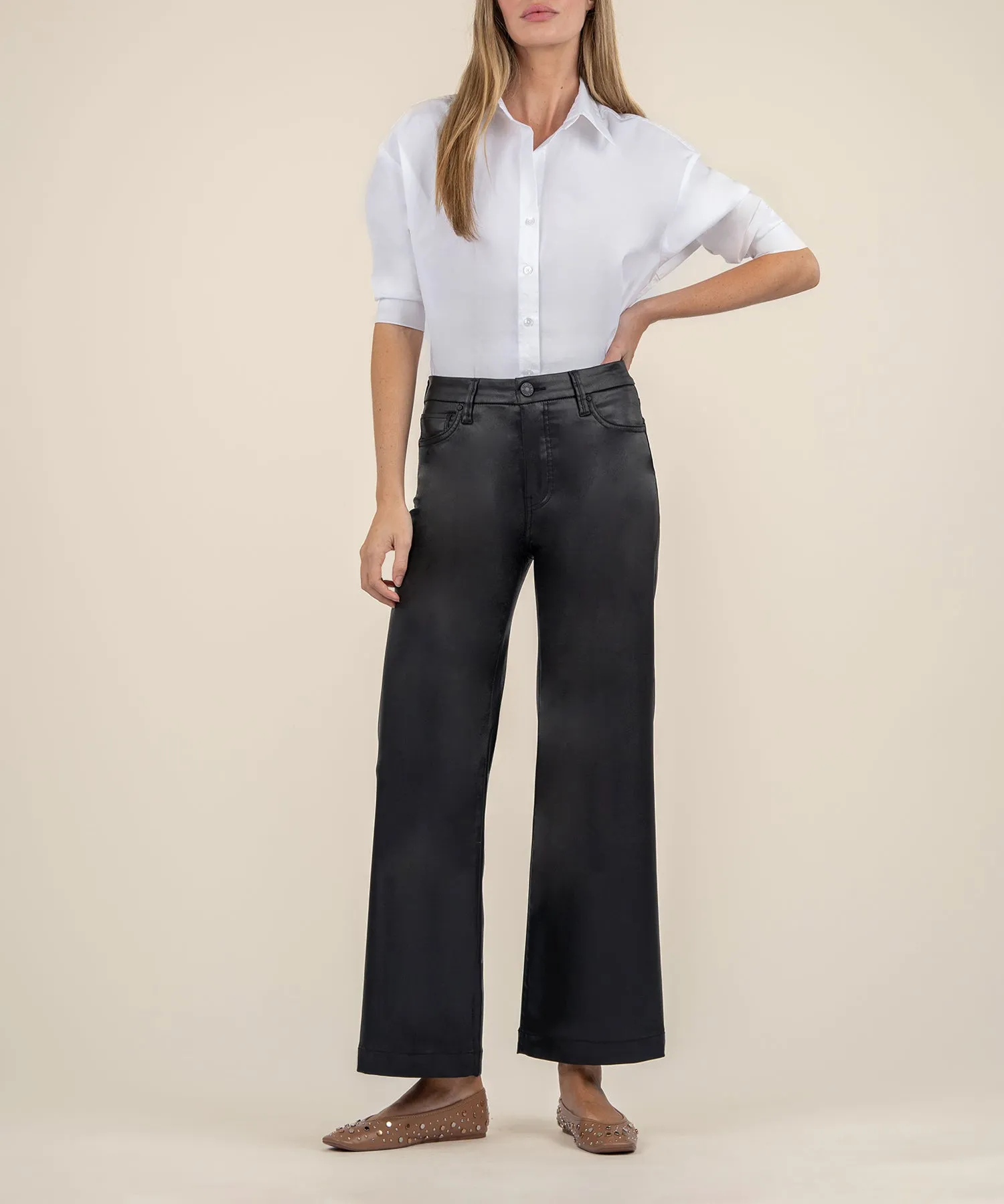 Meg Coated High Rise Wide Leg, Long