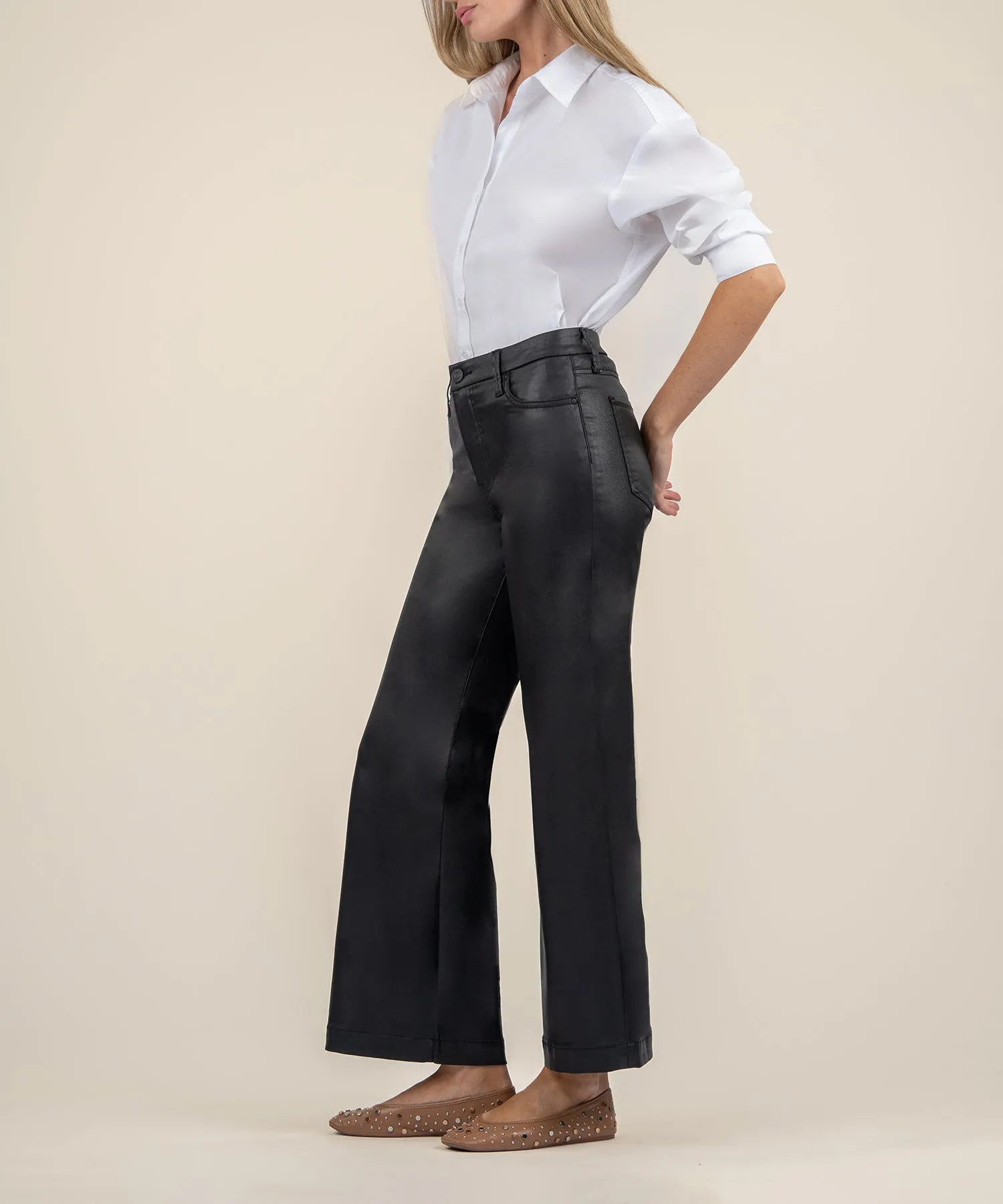 Meg Coated High Rise Wide Leg, Long