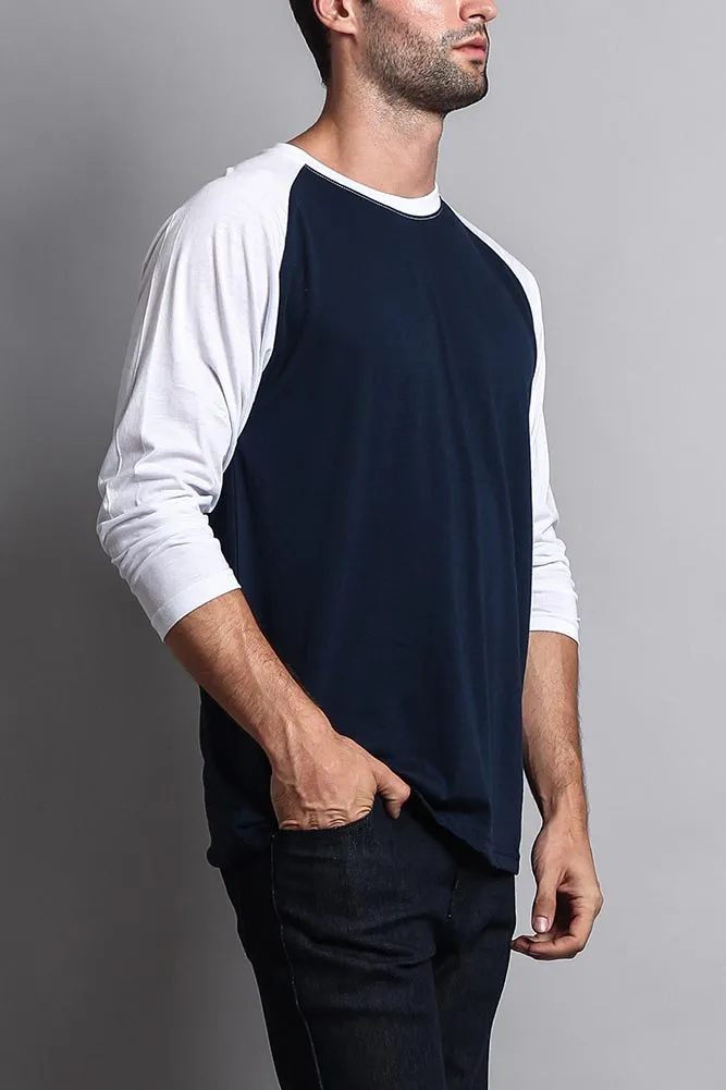 Men's Baseball T-Shirt (Navy/White)