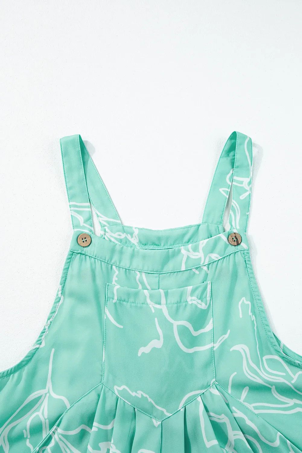 Moonlight Jade Printed Bib Wide Leg Overalls