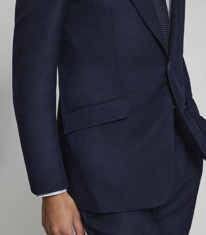 Navy Wool Hopsack Suit