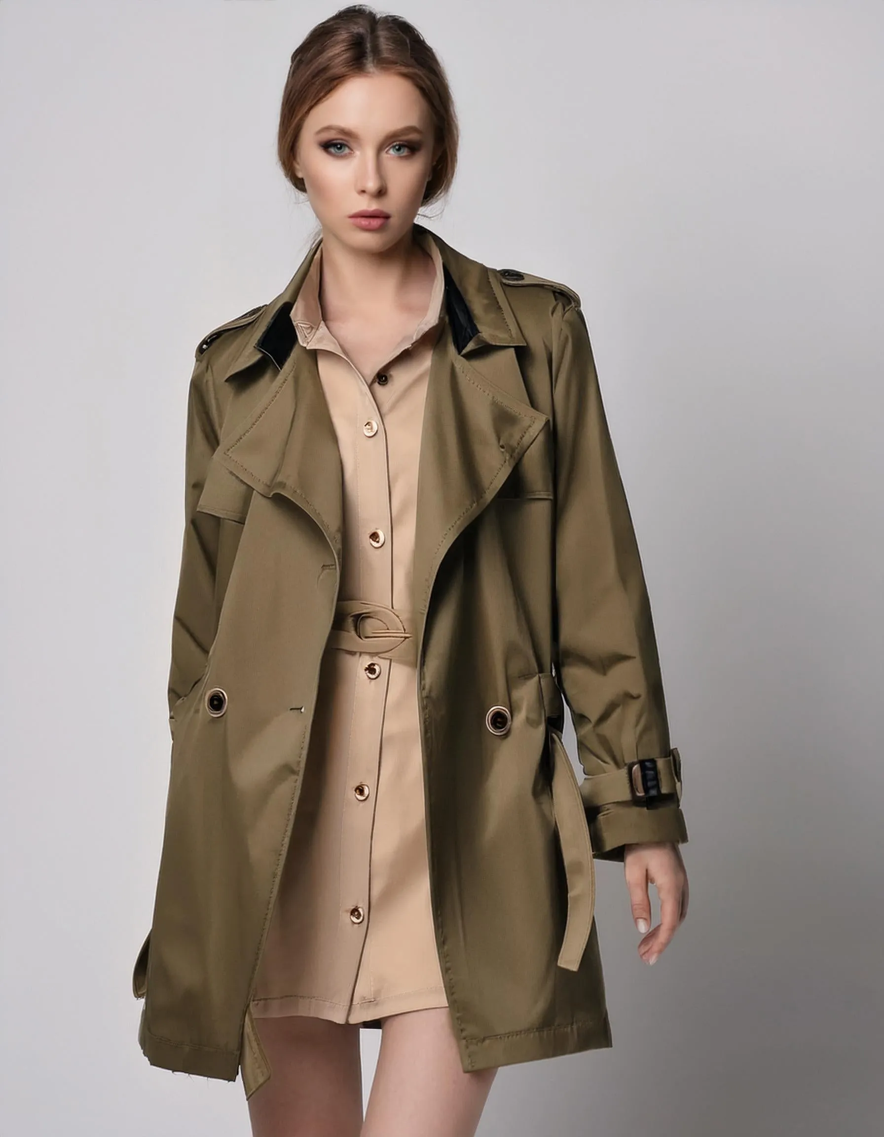 Olive Green Oversized Trench Coats