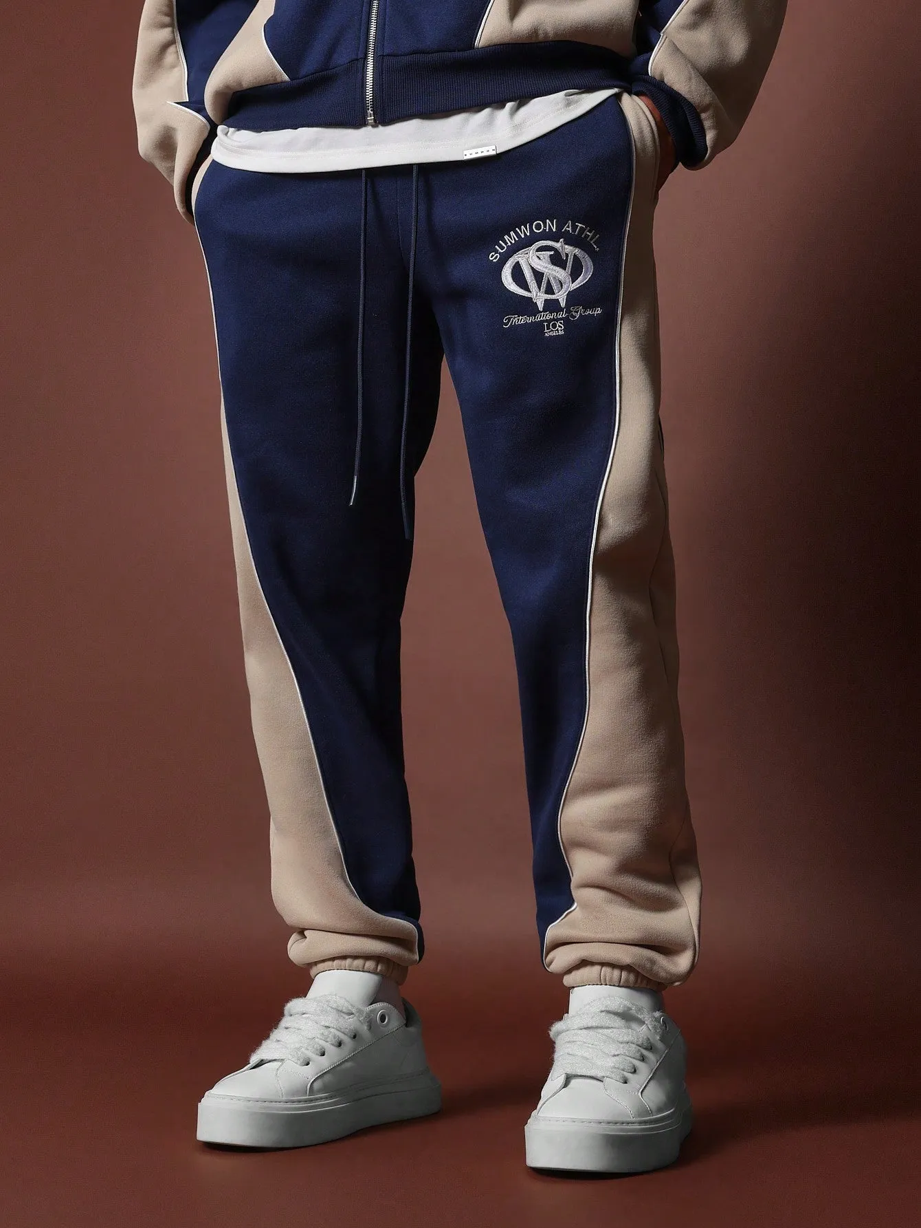 Oversized Colour Block Boxy Zip-Up Overhead Hoodie & Slim Fit Jogger 2 Piece Set