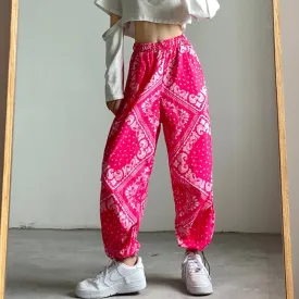 Paisley Print Streetwear Loose Sweatpants