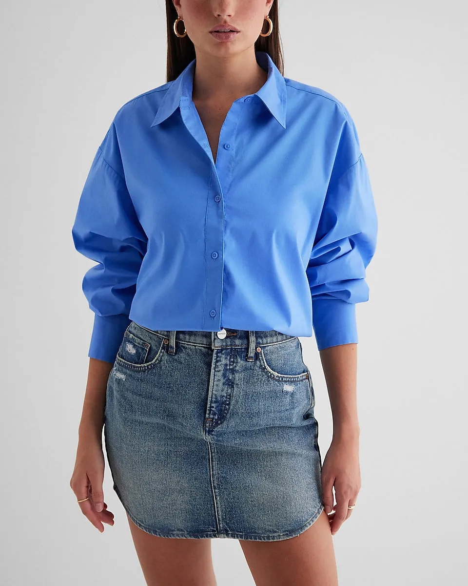 Poplin Boyfriend Portofino Shirt in French Blue