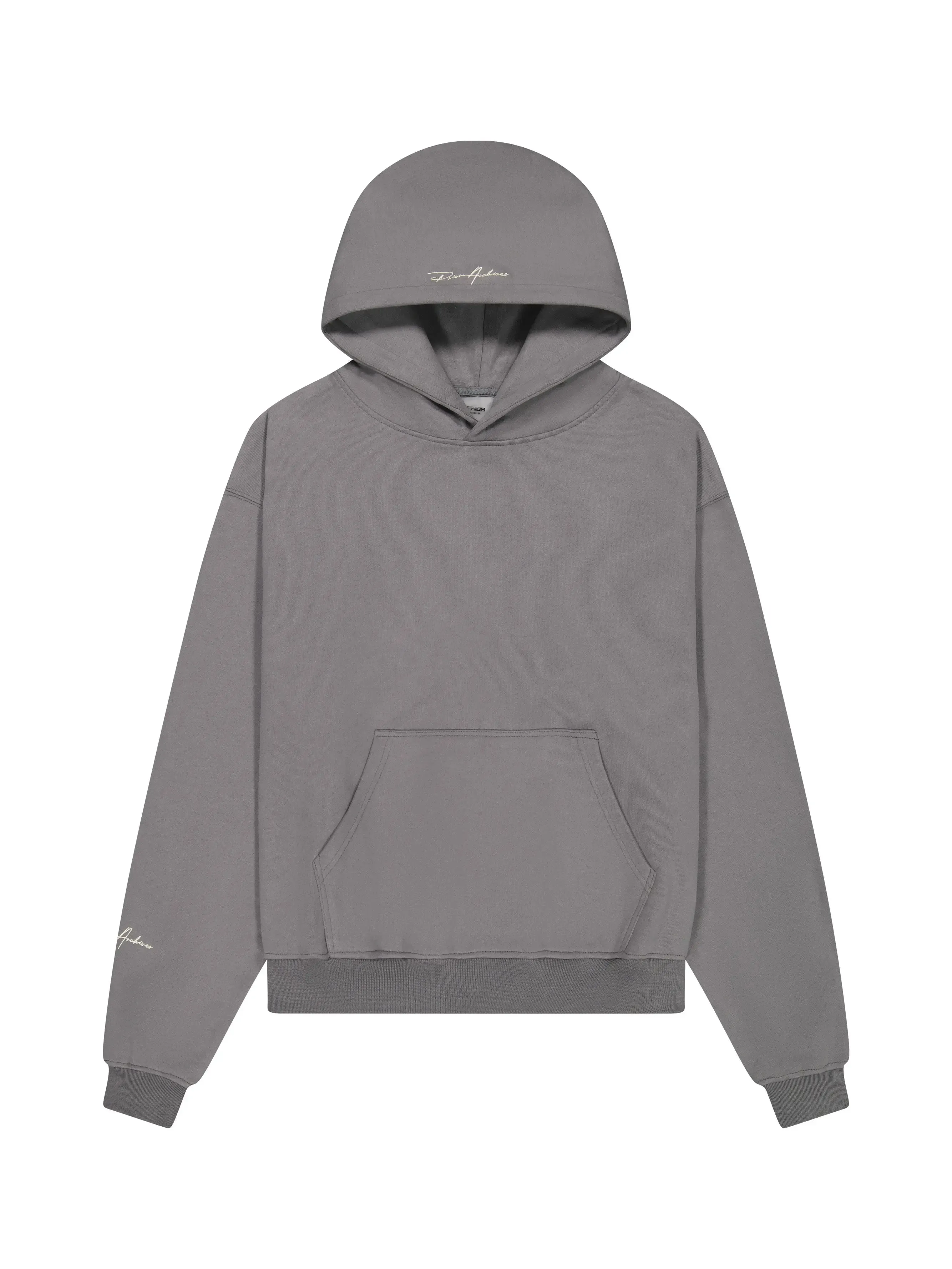 Prior Embroidery Logo Oversized Cropped Hoodie Slate