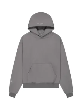 Prior Embroidery Logo Oversized Cropped Hoodie Slate