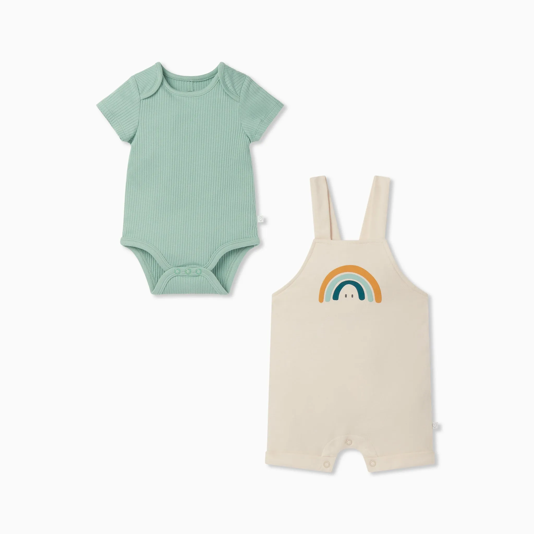 Rainbow Print Overalls & Ribbed Bodysuit Outfit