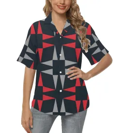 red gray black print 5A All Over Print Hawaiian Shirt for Women (Model T58)