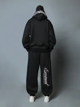 Regular Fit Overhead Hoodie And Jogger With Embroidery Pattern 2 Piece Set