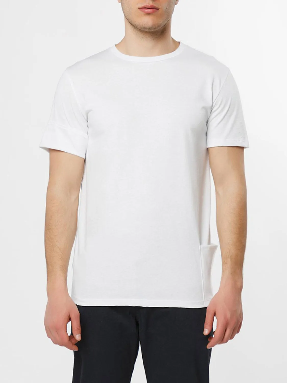 Roll Sleeve Crew Neck T-Shirt White