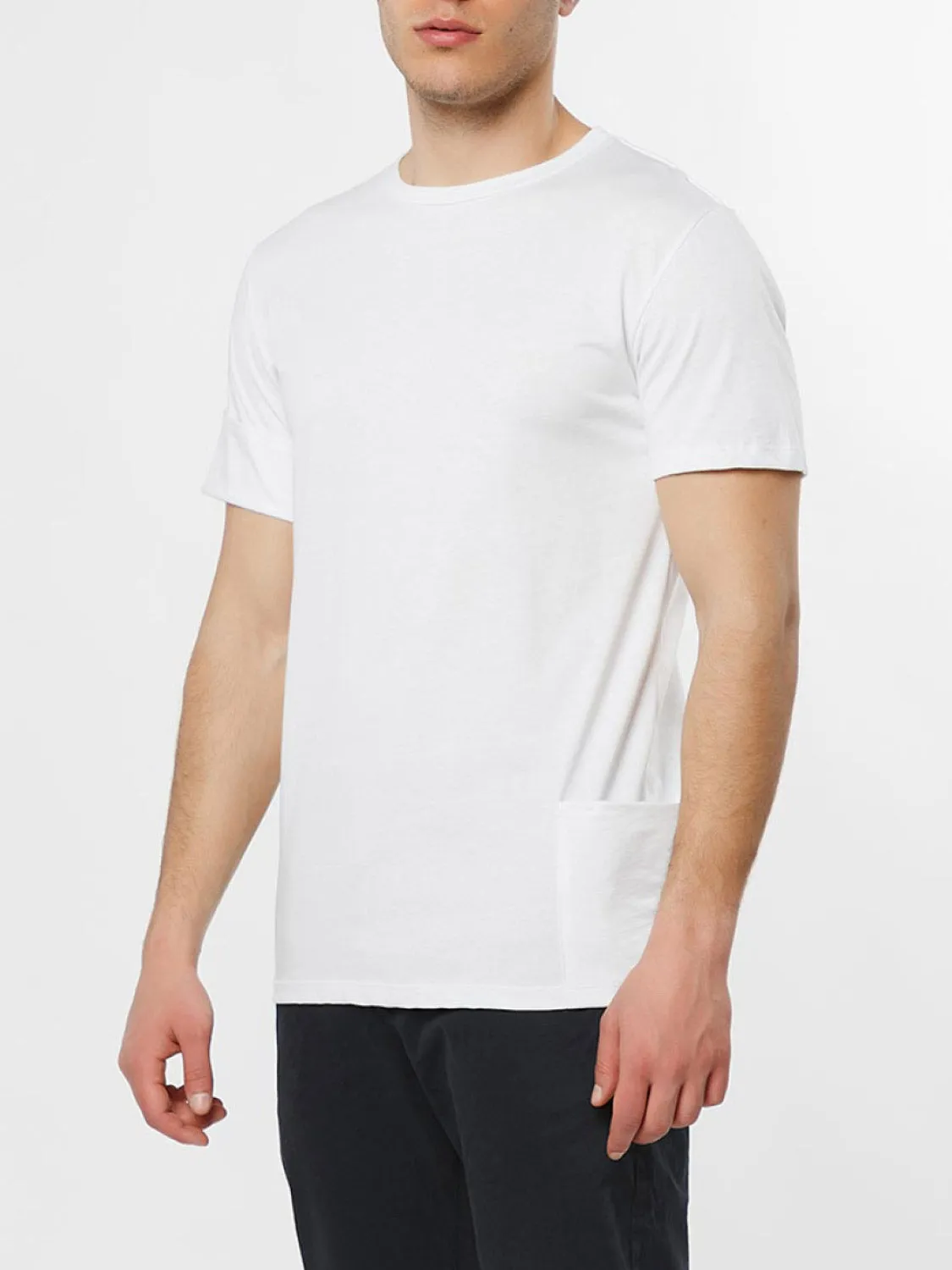 Roll Sleeve Crew Neck T-Shirt White