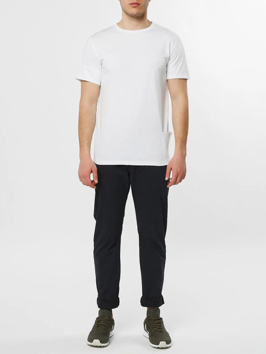 Roll Sleeve Crew Neck T-Shirt White