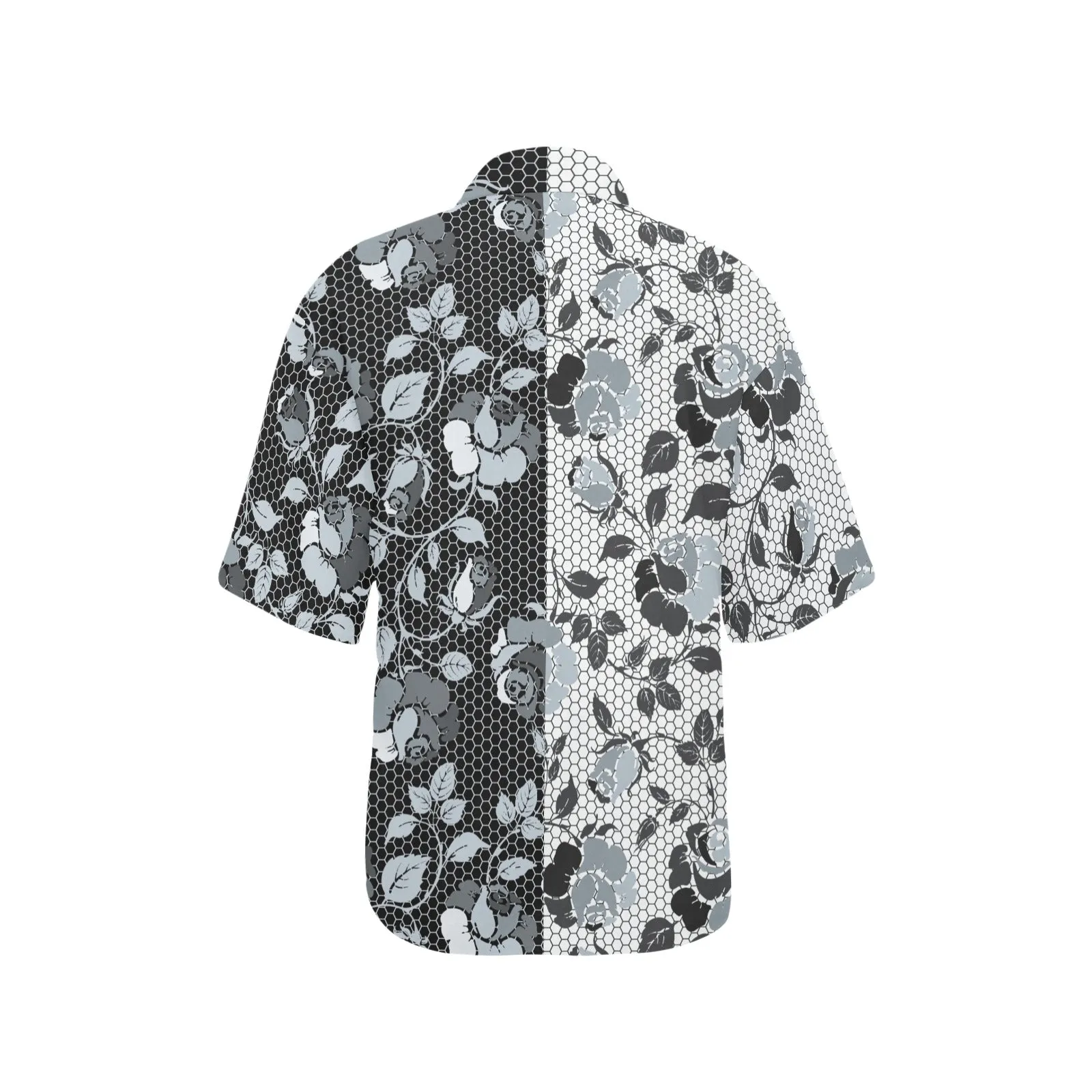 selenium gray rose asymmetrical Hawaiian Shirt for Women