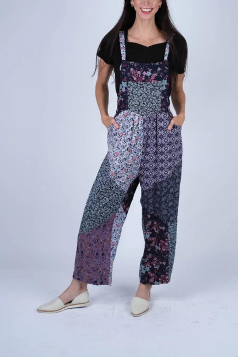 Serene Charm Patchwork Overalls