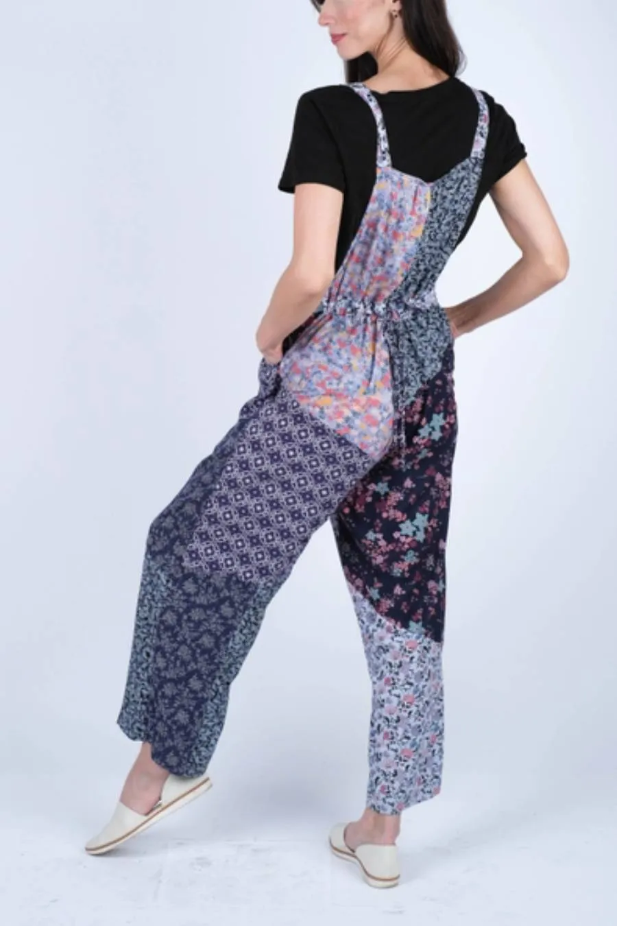 Serene Charm Patchwork Overalls