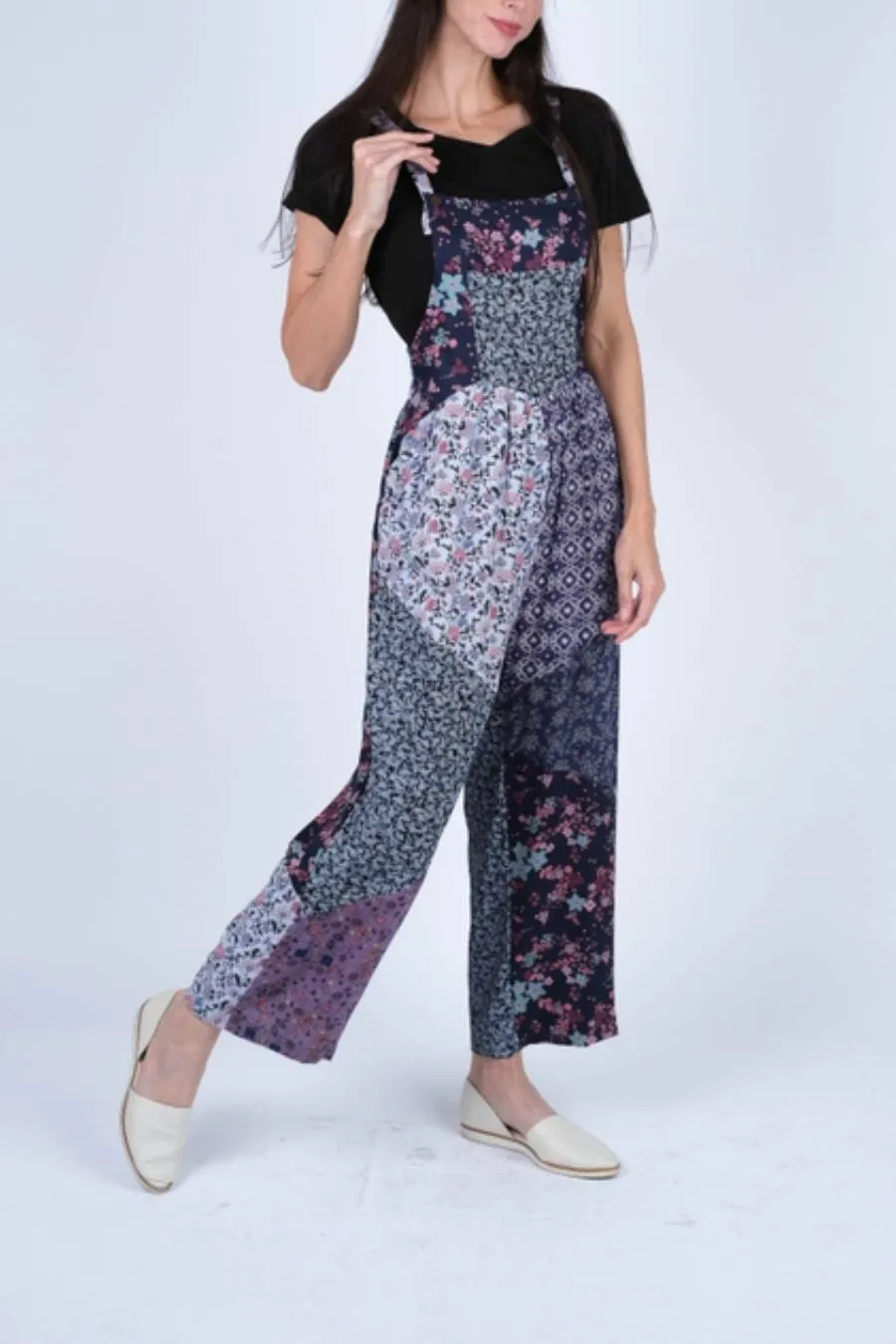 Serene Charm Patchwork Overalls