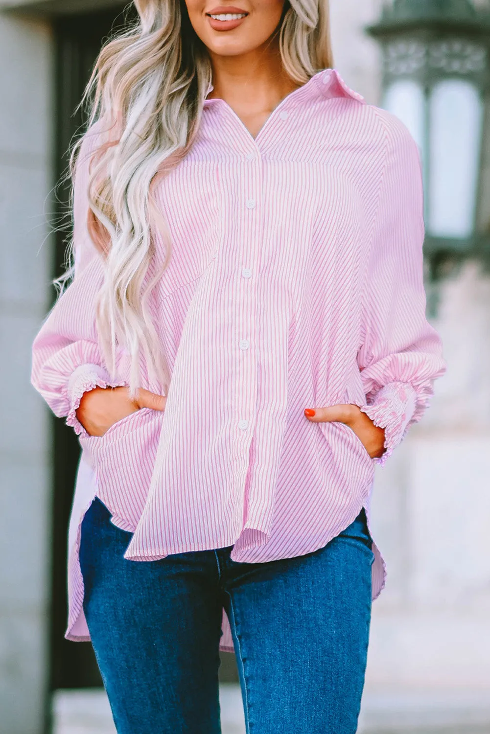 Smocked Boyfriend Shirt