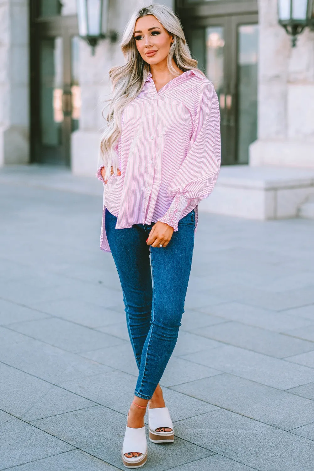 Smocked Boyfriend Shirt