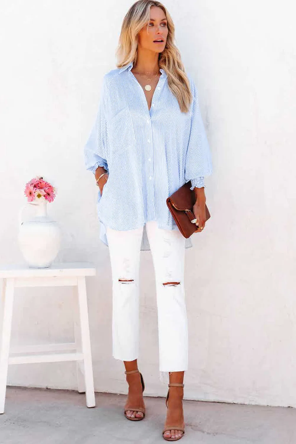 Smocked Boyfriend Shirt