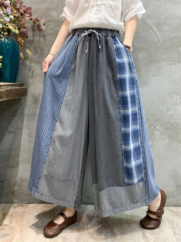 Split-Joint Striped Wide Leg Jean Pants Bottoms Casual Pants Bottoms