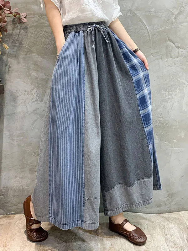 Split-Joint Striped Wide Leg Jean Pants Bottoms Casual Pants Bottoms