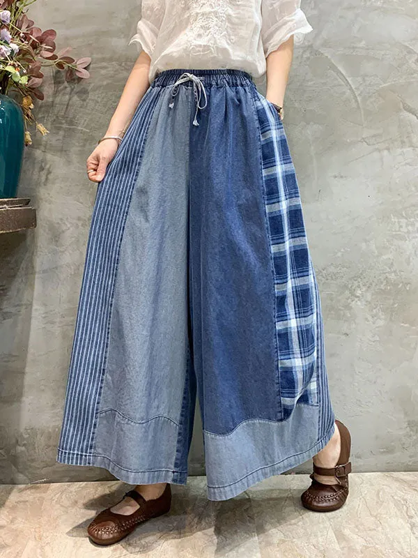 Split-Joint Striped Wide Leg Jean Pants Bottoms Casual Pants Bottoms