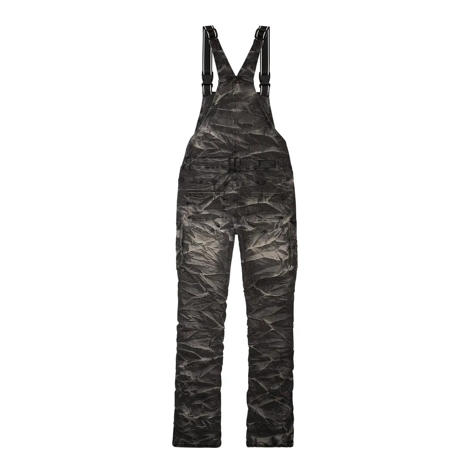 Stacked Utility Denim Overalls - Gail Black