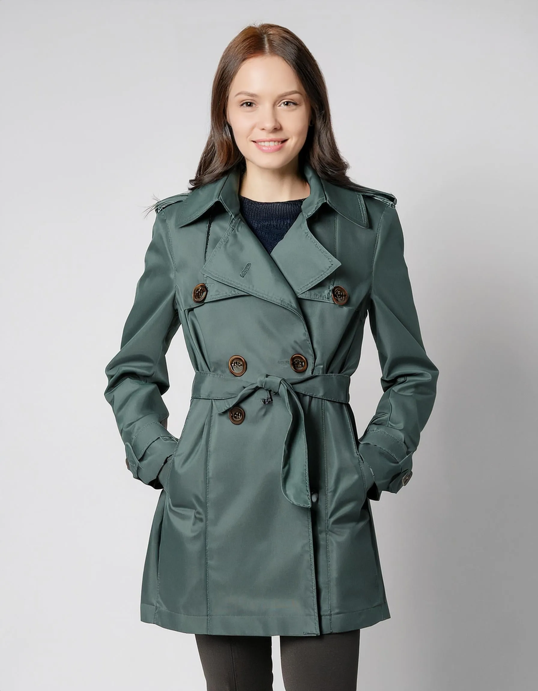 Teal Water-Resistant Trench Coats