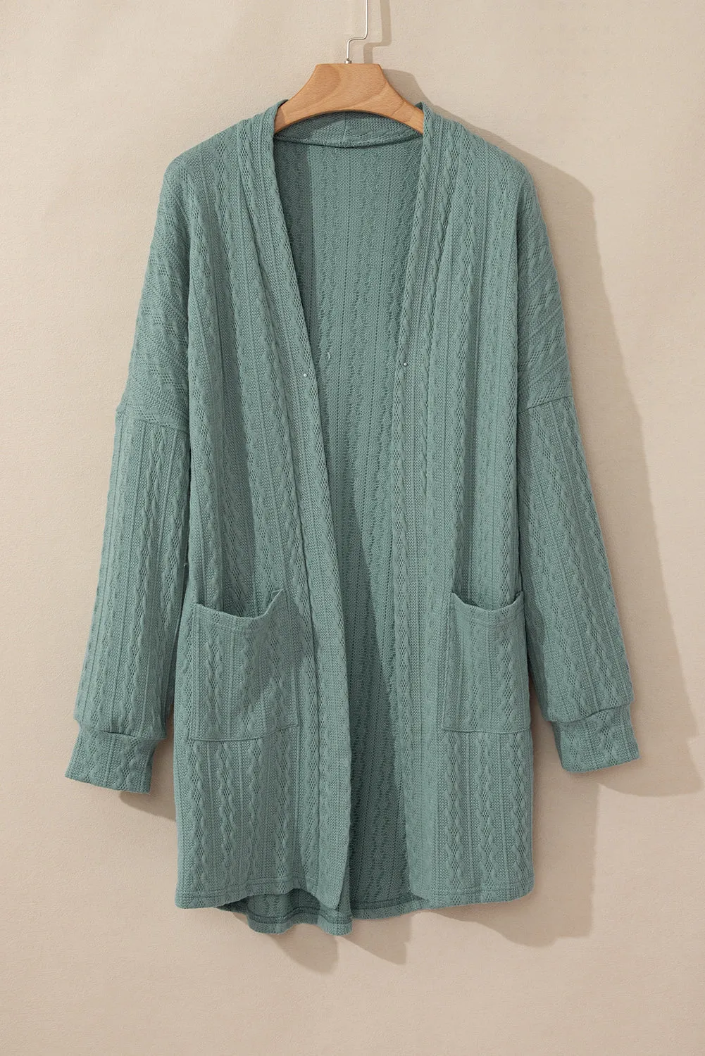 Textured Knit Open Front Cardigan