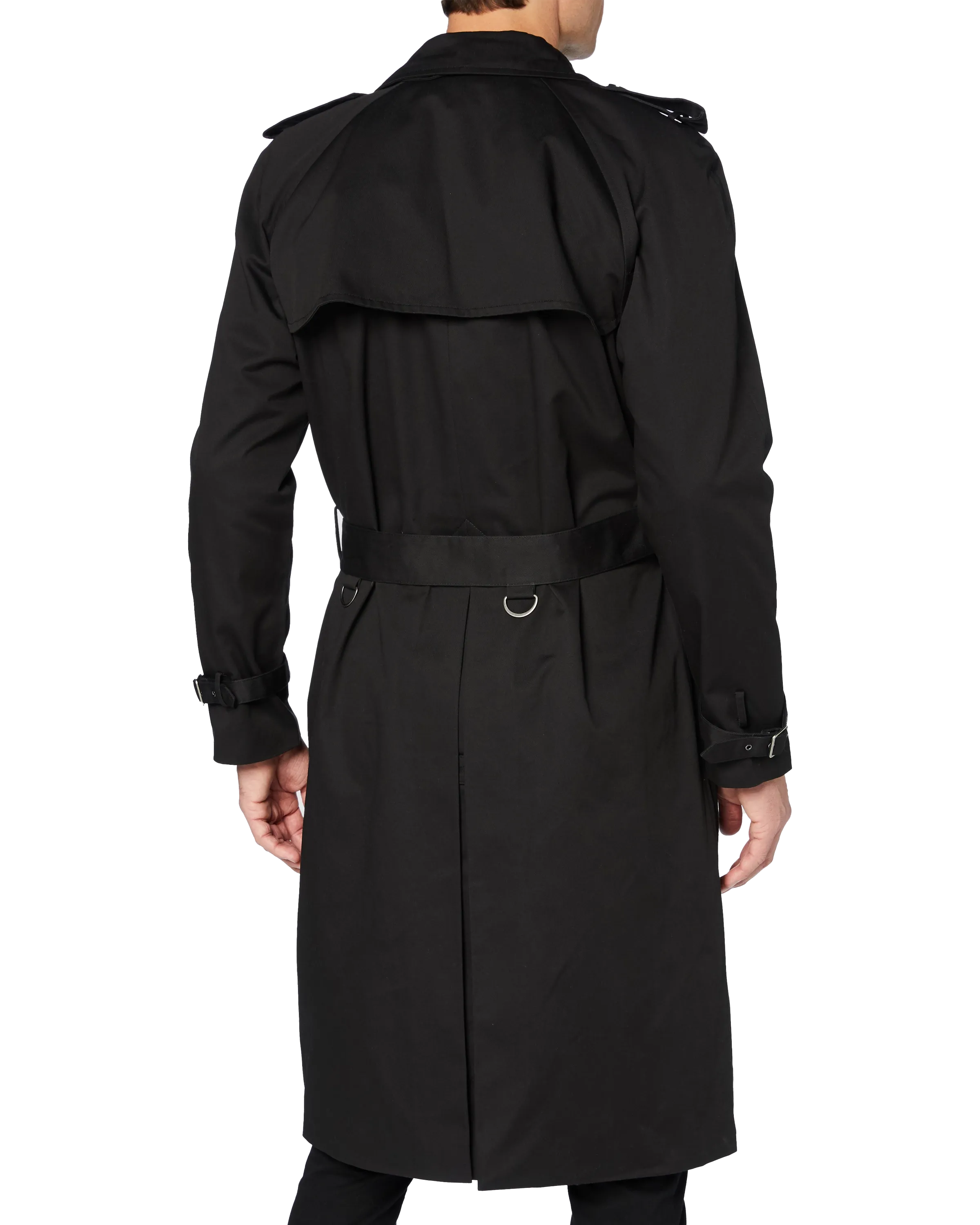 Traditional Black Double Breasted Trench Coat