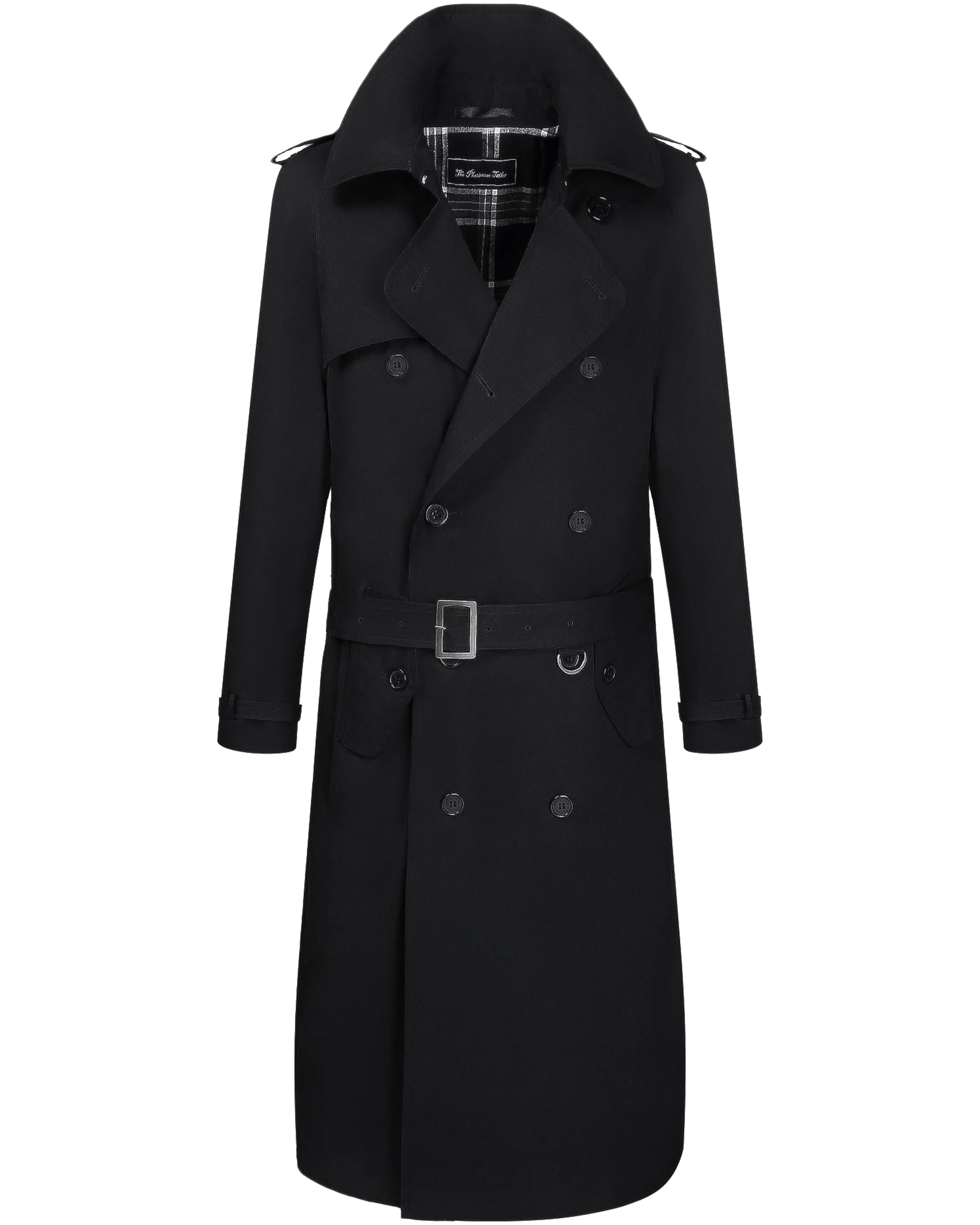 Traditional Black Double Breasted Trench Coat