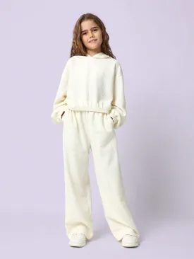 Tween Girls Comfy Christmas Texture Hoodie And Straight Fit Pant 2 Piece Set