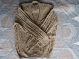 Vintage 1990s pure wool cable-knit cardigan, made in Australia, Large