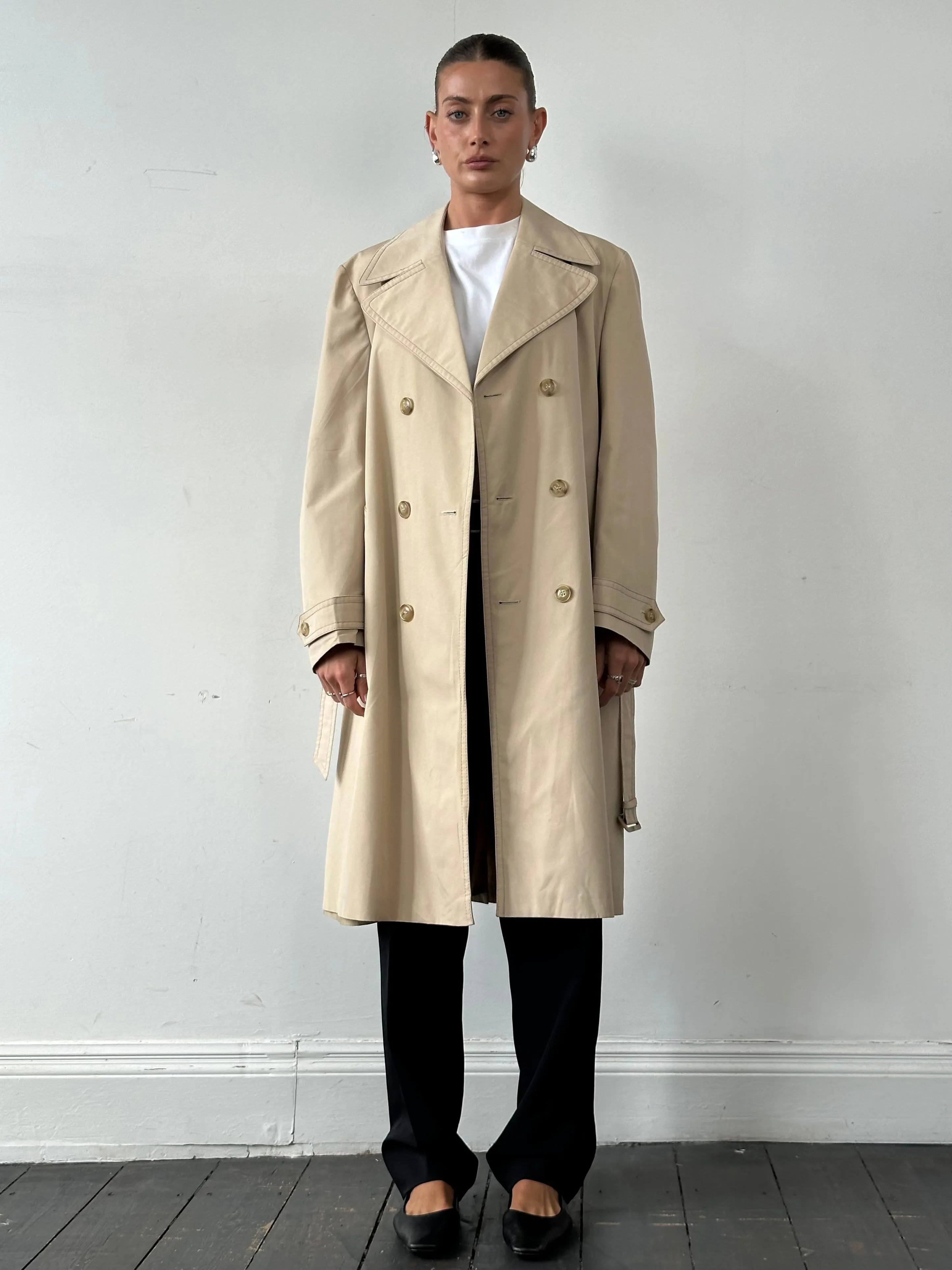 Vintage Double Breasted Belted Trench Coat - M/L