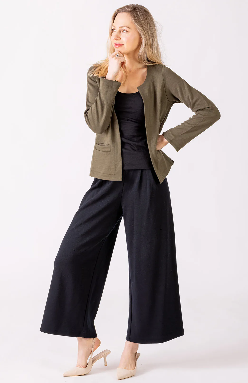 Wide Leg Crop Pants - Ponte