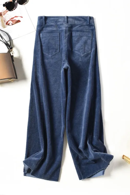 Women Loose Wide Leg Corduroy Pants K1428